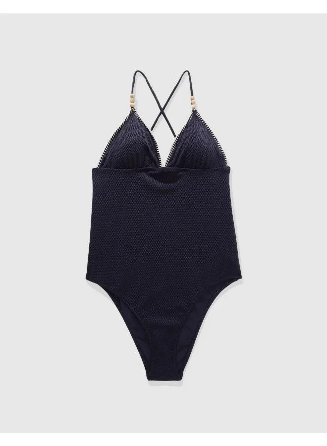 American Eagle Pique Cheeky One Piece Swimsuit