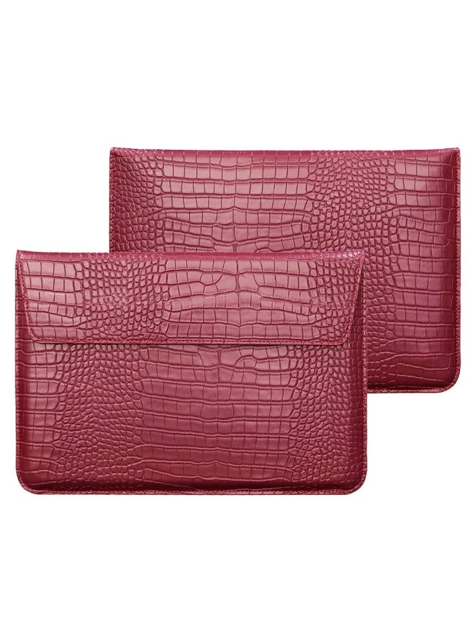 Crocodile Grain PU Leather Flap Style Case Bag Laptop Sleeve for MacBook Air 13.6 inch M3 A3113 M2 A2681 Air 13" 2018-2021 M1 A2337 A2179 A1932 Notebook Bag for Mac Pro 13 2016-2020 (Red) - Image 1
