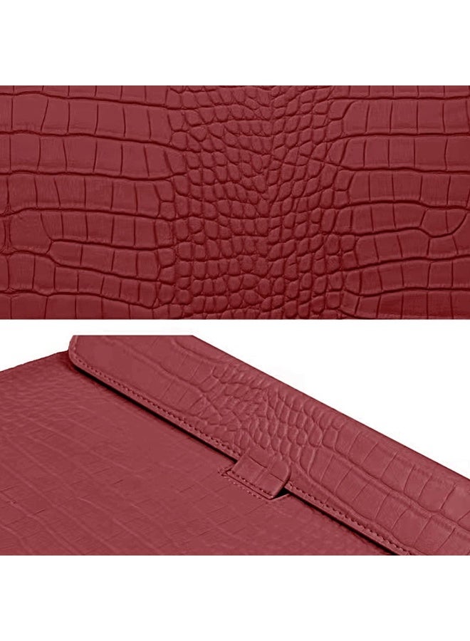 Crocodile Grain PU Leather Flap Style Case Bag Laptop Sleeve for MacBook Air 13.6 inch M3 A3113 M2 A2681 Air 13" 2018-2021 M1 A2337 A2179 A1932 Notebook Bag for Mac Pro 13 2016-2020 (Red) - Image 5