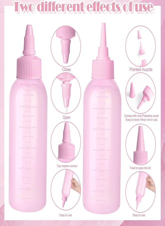 FXSPLCZ Root Comb Applicator Bottle Oil Applicator for Hair Dye Hair Oiling Bottle with 2 Type Caps and Graduated Scale, 6 Ounce (Pink) - Image 4