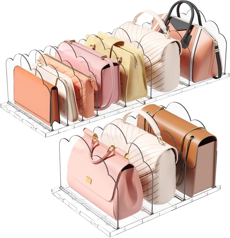Lifewit 3 Pack Plastic Purse Organizer for Closet, Adjustable Shelf Dividers for Closet Organization, Clear Bag Storage Organizer, Separators for Handbag, Clutch,Tote, Book in Bedroom, Office - Image 1