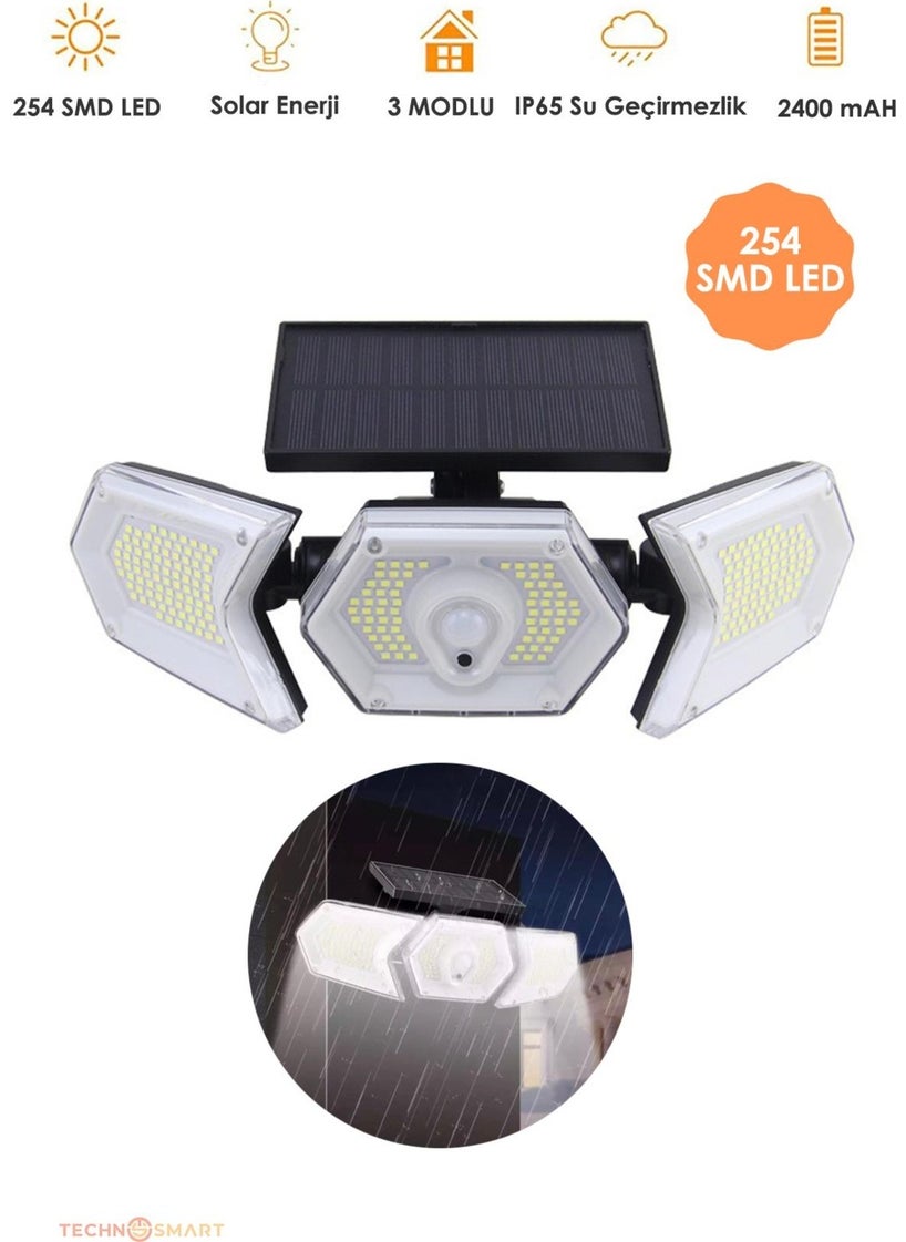 Technosmart 254 LED Solar Projector with Motion Sensor Solar Powered LED Garden Lamp Rechargeable  - Image 1