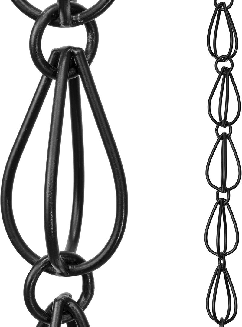 Monarch Rain Chains Aluminum Teardrop Rain Chain, 8.5 ft Black Powder Coated Aluminum Decorative Rain Catcher Chain for Gutters, Black Aluminum Rain Gutter Replacement Downspout - Image 1