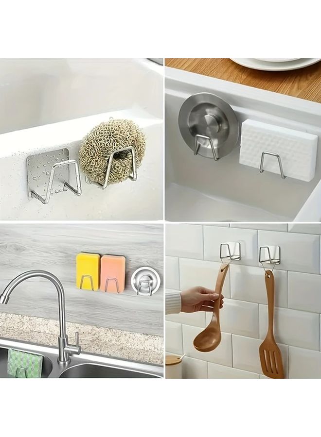 Random Color Stainless Steel Sponge and Washbasin Holder Rust Proof Self Adhesive Wall Hook - Image 3