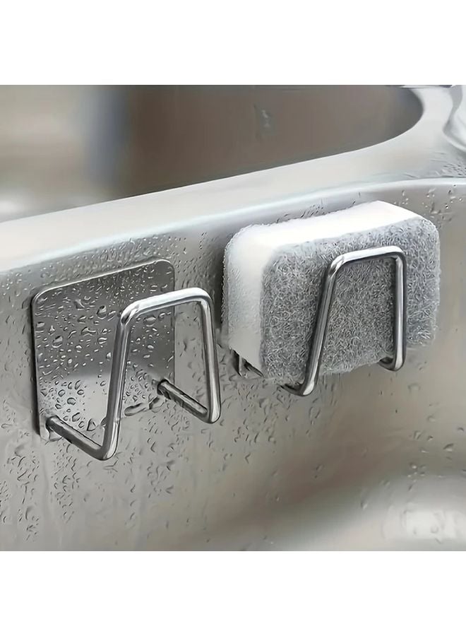 Random Color Stainless Steel Sponge and Washbasin Holder Rust Proof Self Adhesive Wall Hook - Image 5