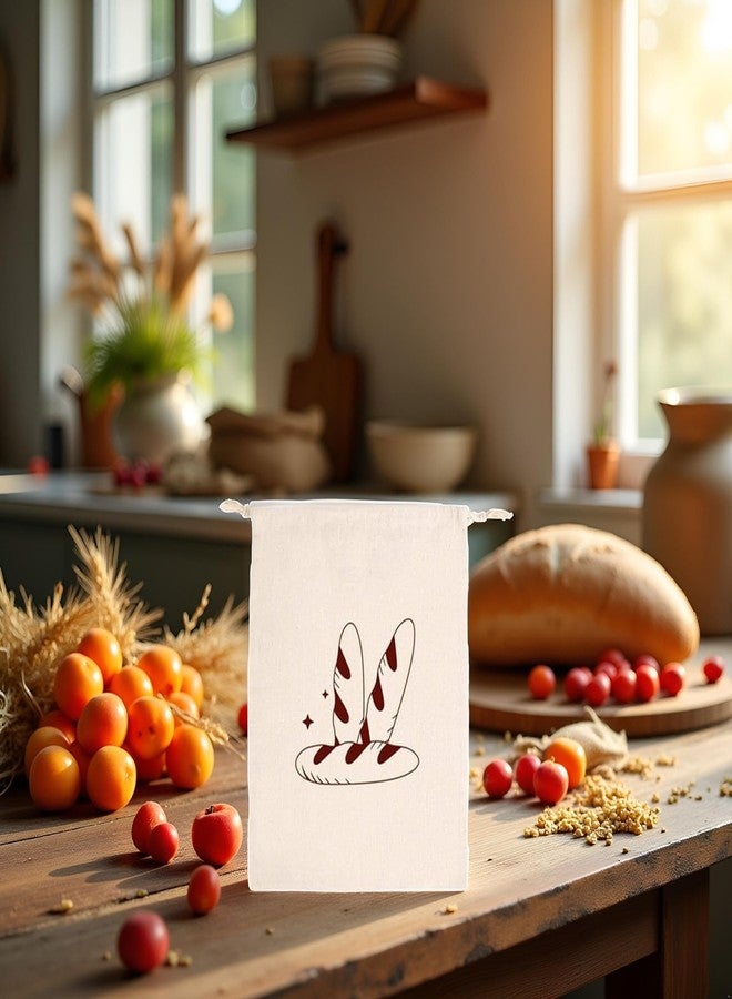 Sluswallow 1Pc Apricot Color Bread Bag Drawstring Linen Bag Dried Fruit Cotton Storage Bag Gift Packaging Canvas Drawstring Bag-15.75in*11.71in, Food Storage - Image 3