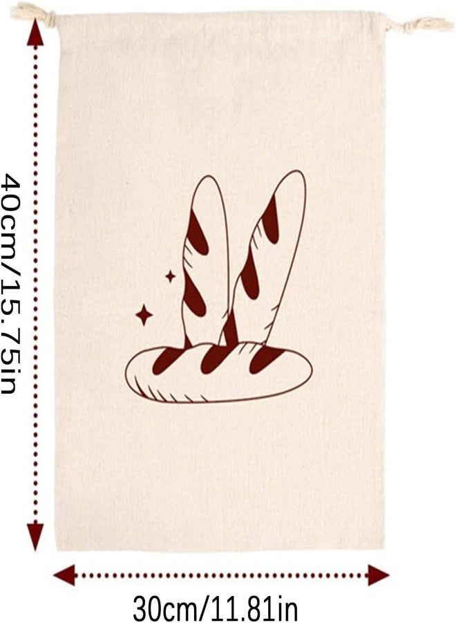 Sluswallow 1Pc Apricot Color Bread Bag Drawstring Linen Bag Dried Fruit Cotton Storage Bag Gift Packaging Canvas Drawstring Bag-15.75in*11.71in, Food Storage - Image 2