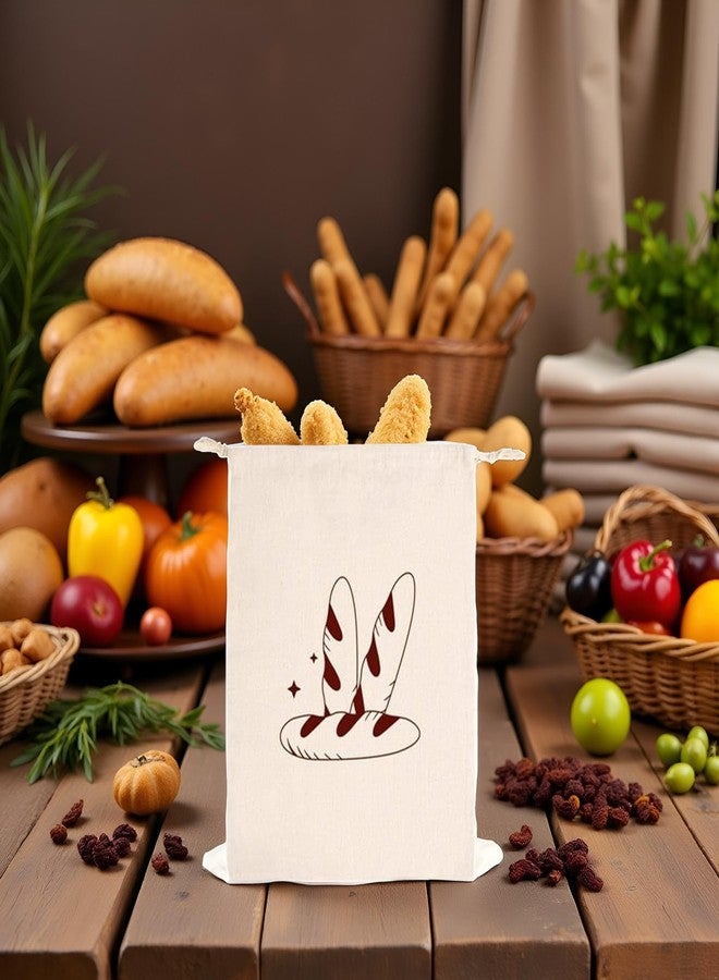 Sluswallow 1Pc Apricot Color Bread Bag Drawstring Linen Bag Dried Fruit Cotton Storage Bag Gift Packaging Canvas Drawstring Bag-15.75in*11.71in, Food Storage - Image 5