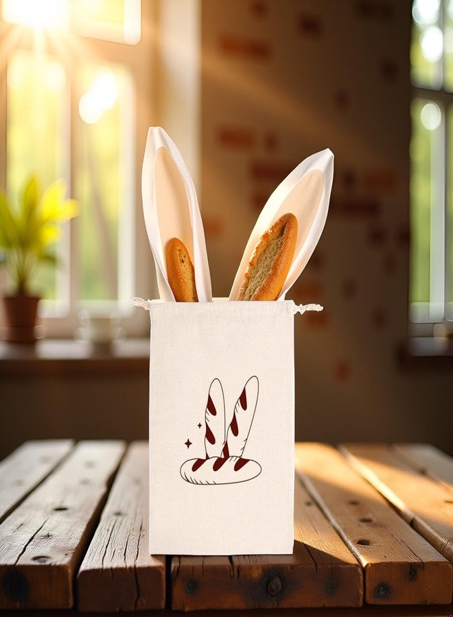 Sluswallow 1Pc Apricot Color Bread Bag Drawstring Linen Bag Dried Fruit Cotton Storage Bag Gift Packaging Canvas Drawstring Bag-15.75in*11.71in, Food Storage - Image 4