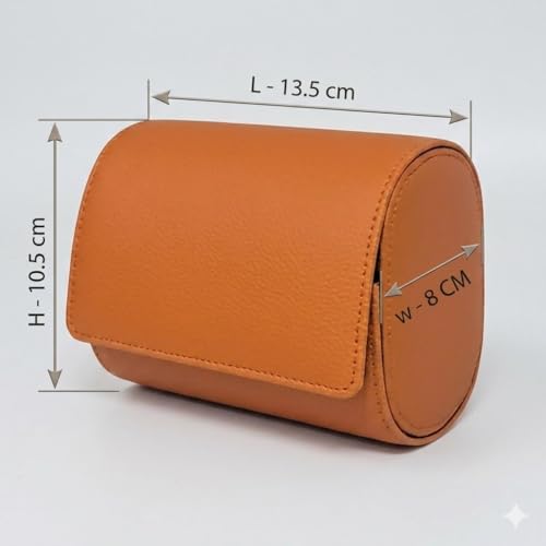 essart Luxury Watch Roll Case – Travel Watch Organizer-Watch Travel Case for 2 Watches | PU Leather Portable Gift Box for Watch Collectors Orange Color - Image 4