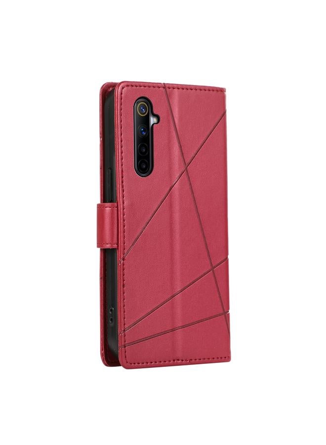 S-TOP Case For Realme 6 / 6s PU Genuine Leather Texture Embossed Line Phone Case - Image 3