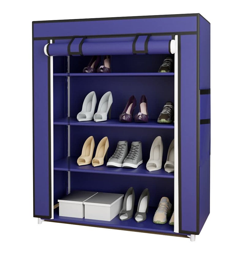 LookNSnap Iron, PP 4 Shelves Shoe Cabinet (Blue) - Image 1