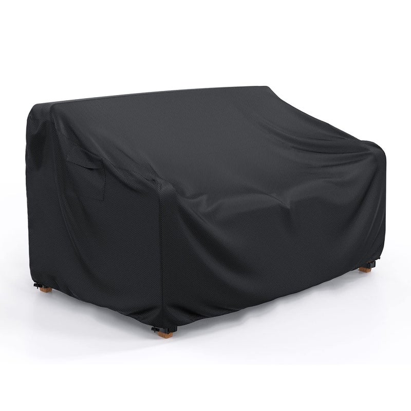 BROSYDA Patio Sofa Cover Waterproof - Heavy Duty 2-Seater Outdoor Couch Cover Patio Furniture Covers with Air Vent and Handles, 60" LÃ—34" DÃ—30" H, Black - Image 1