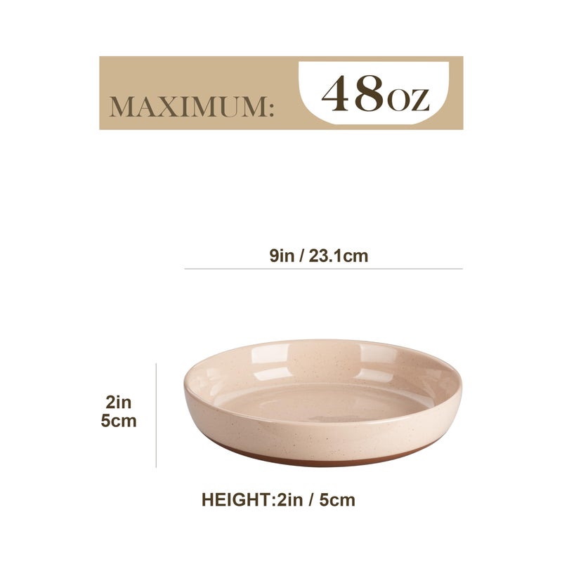 MALACASA Large Pasta Bowls Set of 4  48 OZ Salad Bowls Serving Bowls for Dinner  Ceramic Soup Bowls Pasta Plates for Serving  Stackable  Microwave & Dishwasher Safe  Multicolor  Series TARA - Image 1