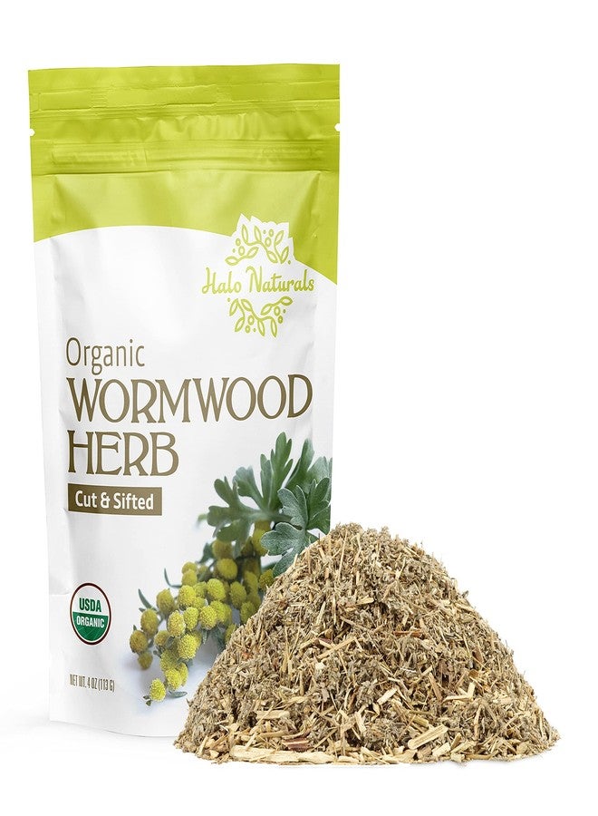 Halo Naturals Organic Wormwood Herb Cut & Sifted, 4 Ounces (Artemisia Absinthium) USDA Certified Wormwood Tea | Non-GMO | Vegan| Resealable Pouch| Packaged in The USA (Pack of 1) - Image 1