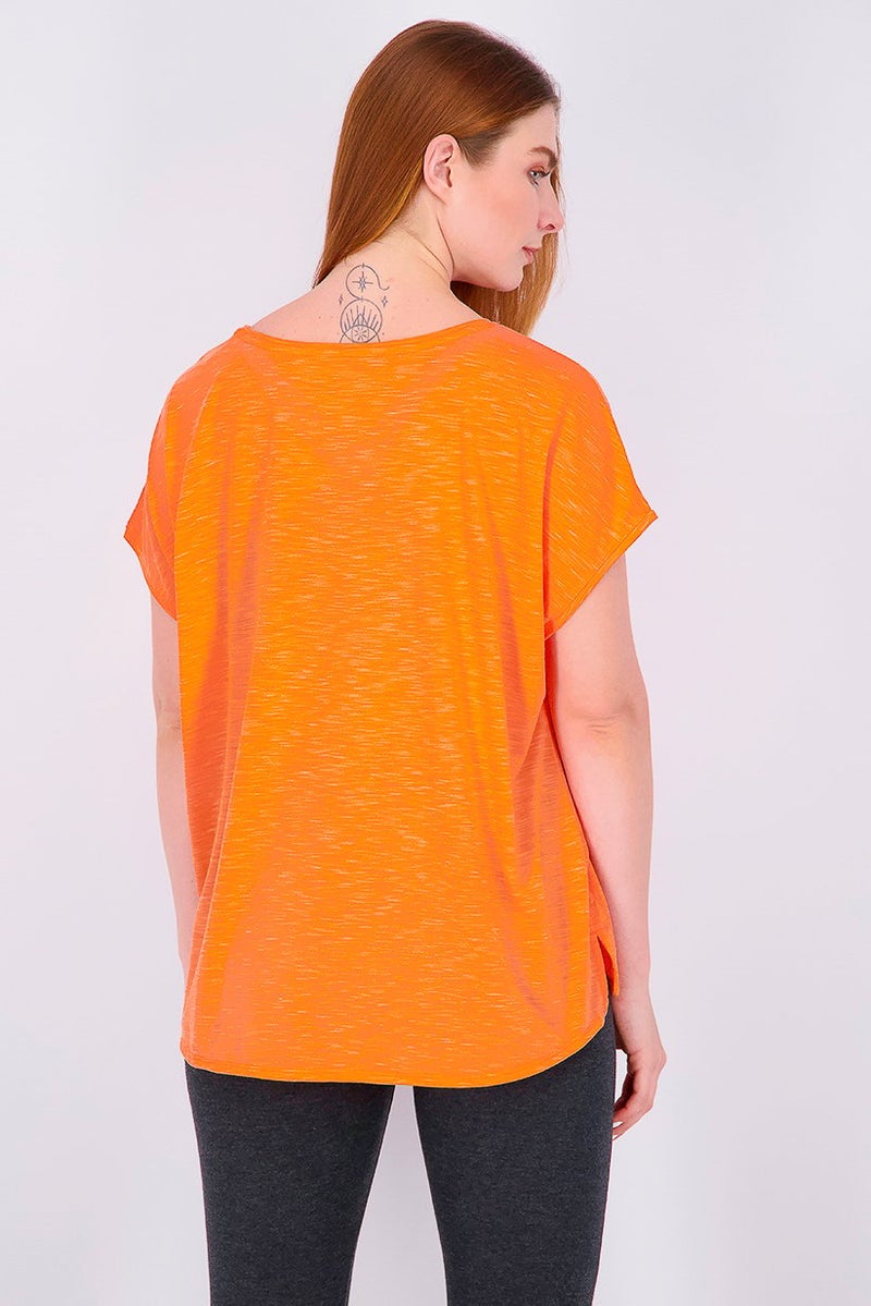 Tchibo تي شيرت رياضي نسائي قصير الأكمام في الهواء الطلق، برتقالي - Image 2