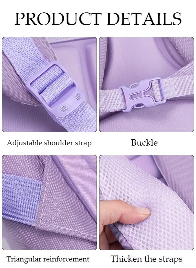 lebonaer Girl's School Backpack Waterproof Book Bag with Compartments and Doll Pendant for Teen Girls Kid Students Elementary School Kids' School Bag With Large CapacityPurple Childrens School Bag for School Age Kids Cartoon Design with Detachable Doll Pendant Beautiful and Practical Backpack Mesh Front Pocket Buckle Pocket Zippered Compartment Side Mesh Pocket for Drinking Cup Ergonomic Padded Shoulder Straps Breathable Mesh Lining Adjustable for Different Body Types Reflective Strips for Night Safety Reinforced Seams with Triangular Technology Durable Construction for Classroom and Outdoor Use Childlike Fun Motifs Soft Purple Accent Versatile Storage Space Easy Access Pockets Reduce Strain Comfortable Carry Safe for Children Growth Companion Kids Backpack for Girls and Boys Lightweight School Bag Educational Essential Daily Use Backpack Spacious Main Compartment Organized Storage School Supplies Organizer Book Bag Pencil Case Holder Lunch Box Pocket High Quality Material Long Lasting Bag Pare - Image 4