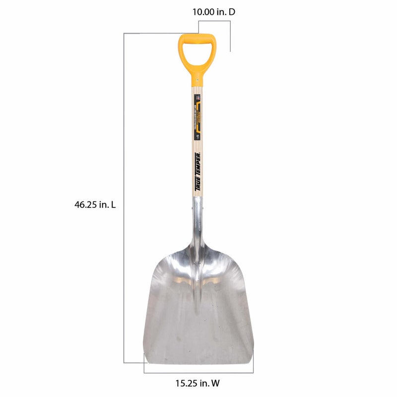 True Temper 1681400 Aluminum Scoop Shovel with Hardwood D-Grip Handle - Image 4