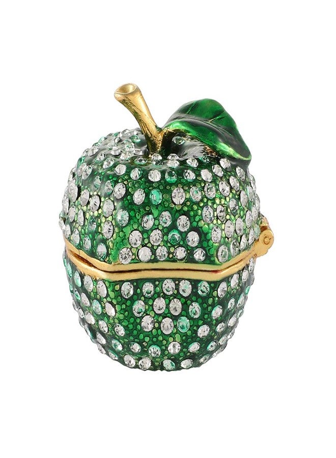 Furuida Green Lucky Apple Trinket Boxes Hinged Hand-painted Little Jewelry Box Ornaments Craft Gift for Women Girls - Image 2