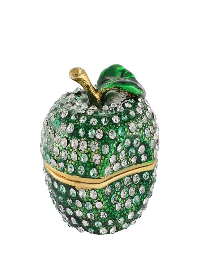 Furuida Green Lucky Apple Trinket Boxes Hinged Hand-painted Little Jewelry Box Ornaments Craft Gift for Women Girls - Image 1