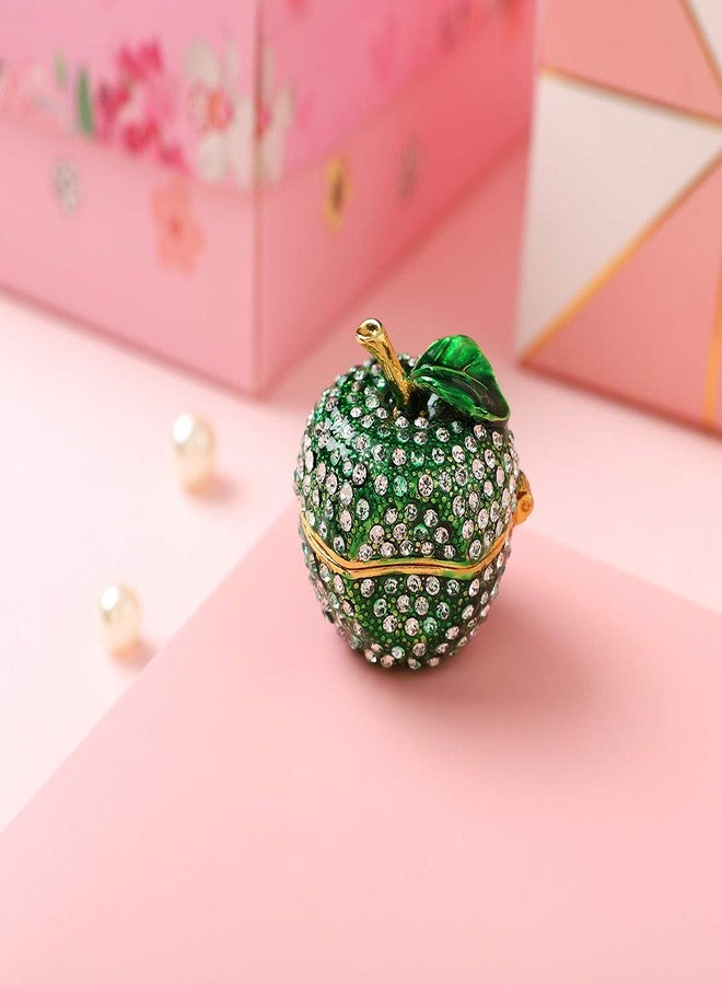 Furuida Green Lucky Apple Trinket Boxes Hinged Hand-painted Little Jewelry Box Ornaments Craft Gift for Women Girls - Image 5