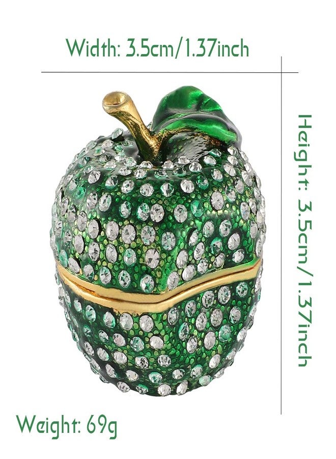 Furuida Green Lucky Apple Trinket Boxes Hinged Hand-painted Little Jewelry Box Ornaments Craft Gift for Women Girls - Image 4