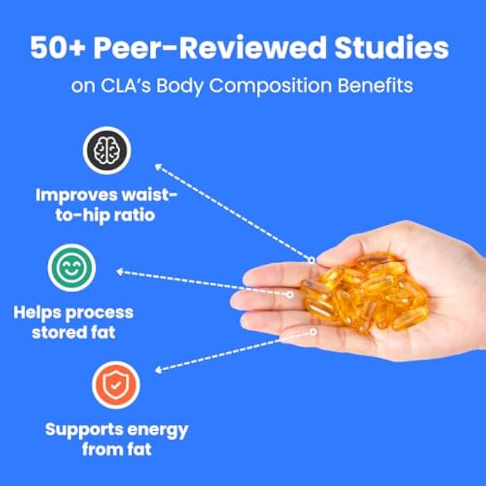 Crazy Muscle CLA 1000mg, Conjugated Linoleic Acid Fat Burner for Weight Management & Muscle Definition, High Potency, Keto-Friendly, Non-Stimulant CLA Supplement, Non-GMO, 120 Serving Softgels - Image 4