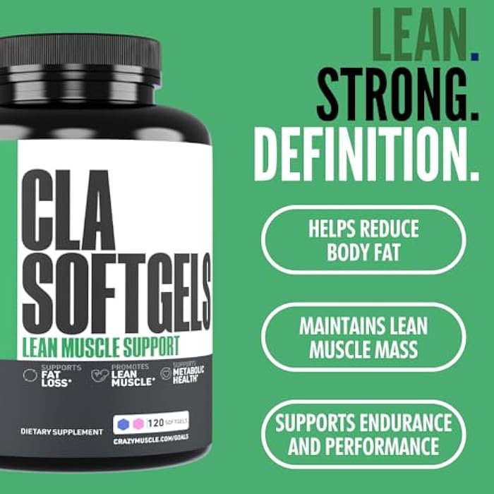 Crazy Muscle CLA 1000mg, Conjugated Linoleic Acid Fat Burner for Weight Management & Muscle Definition, High Potency, Keto-Friendly, Non-Stimulant CLA Supplement, Non-GMO, 120 Serving Softgels - Image 5