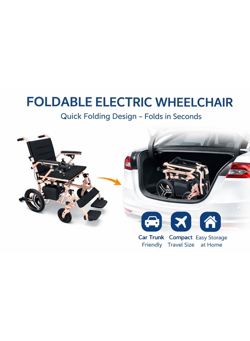 Enjoycare Lightweight Foldable Electric Wheelchair, 24V 12Ah Lithium Battery, Dual 200W Brushless Motors, 110kg Capacity, Portable Aluminium Mobility Chair with Joystick Control – 15km Range - Image 2