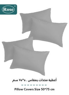 Rose ROSE Luxurious Striped Hotel Comforter, Premium Microfiber, Set of 6 pieces, Soft Lightweight, King size 260x240 cm, Light Grey  - Image 5
