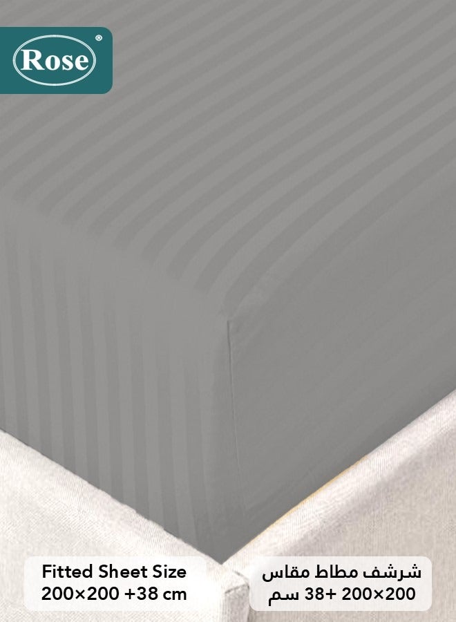 Rose Hotel Striped Comforter Set, Premium Microfiber, 6 Pieces, Fits 200x200 cm Double Size Bed, Breathable Soft Cooling, King Size Comforter, Light Grey - Image 4