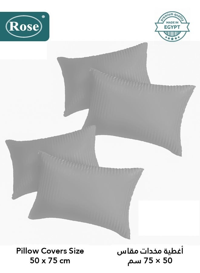 Rose Hotel Striped Comforter Set, Premium Microfiber, 6 Pieces, Fits 200x200 cm Double Size Bed, Breathable Soft Cooling, King Size Comforter, Light Grey - Image 5