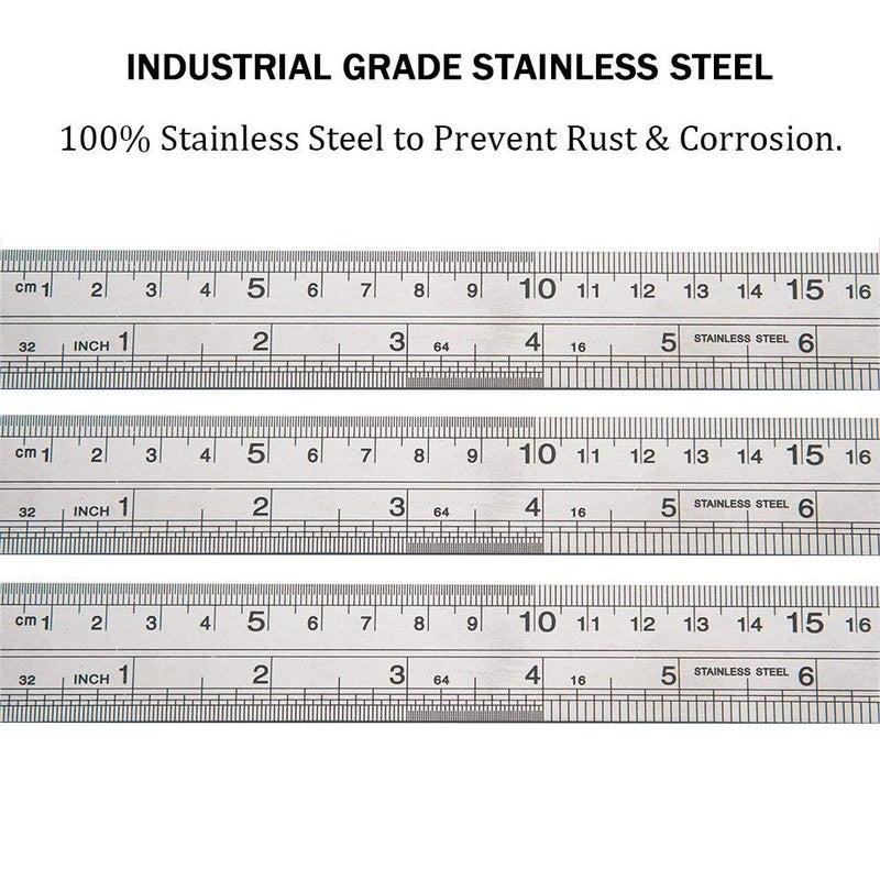ZZTX Ruler Metal Straight Edge Ruler Stainless Steel Ruler 12 Inch Ruler Set Rulers Bulk 2 Pack - Image 2