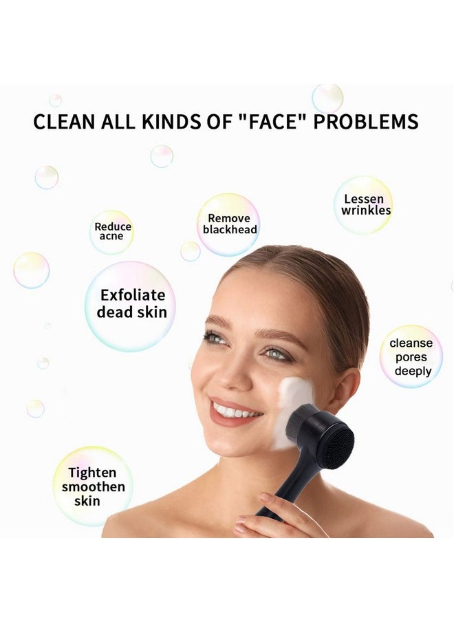 Beomeen Face Brush 2 In 1 Facial Cleansing Exfoliating Brush With Ultra Fine Soft Bamboo Charcoal Fiber For Pore Deep Cleansing Silicone Double Side Face Wash Scrub Brush For Skin Care  - Image 3