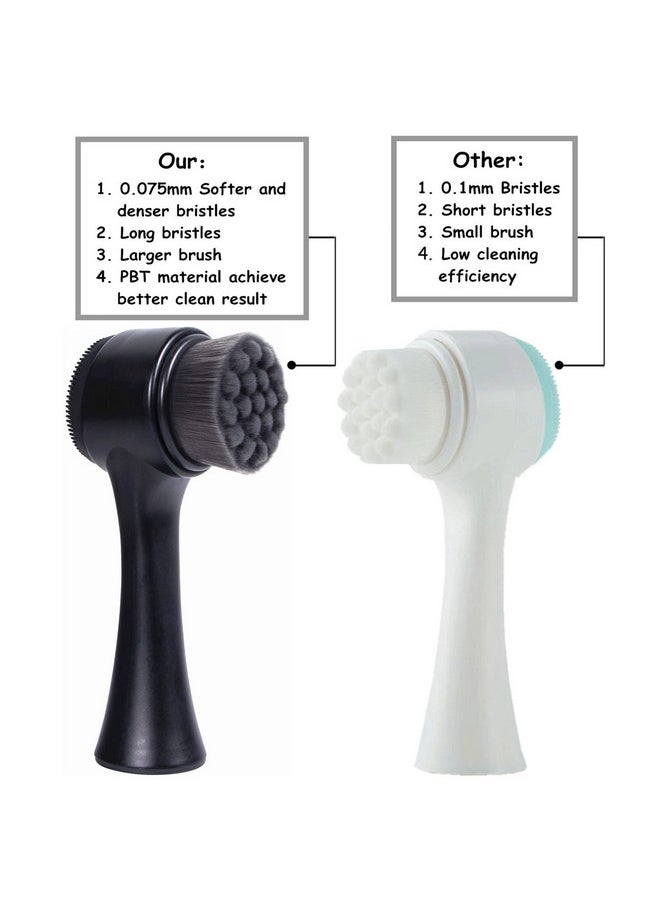 Beomeen Face Brush 2 In 1 Facial Cleansing Exfoliating Brush With Ultra Fine Soft Bamboo Charcoal Fiber For Pore Deep Cleansing Silicone Double Side Face Wash Scrub Brush For Skin Care  - Image 4