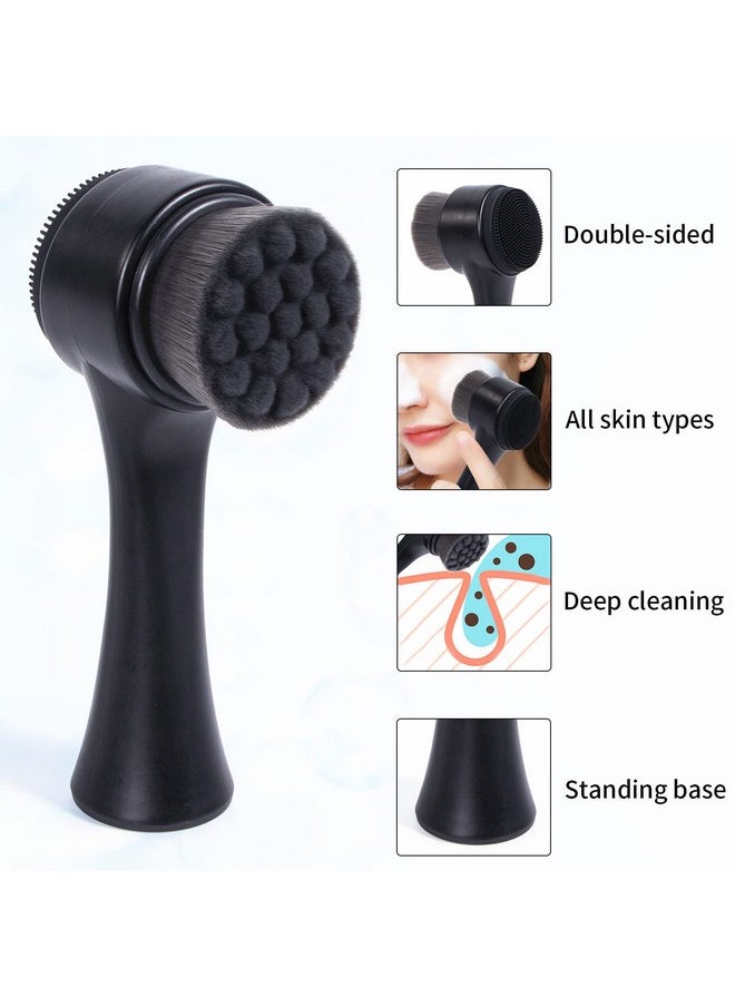 Beomeen Face Brush 2 In 1 Facial Cleansing Exfoliating Brush With Ultra Fine Soft Bamboo Charcoal Fiber For Pore Deep Cleansing Silicone Double Side Face Wash Scrub Brush For Skin Care  - Image 2