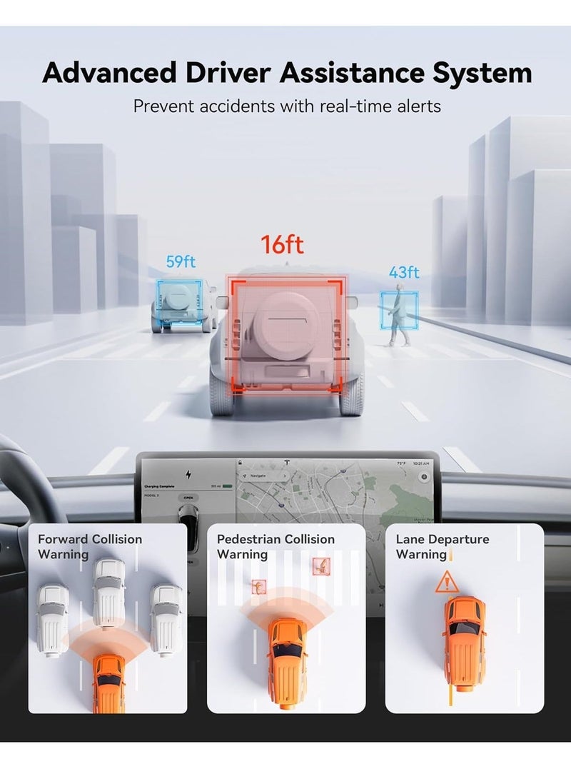 WOLFBOX G850 PRO 12" 4K Mirror Dash Cam, ADAS & 5.8GHz WiFi Smart Rearview Mirror for Cars & Trucks, Night Vision, Included 64GB Card & GPS - Image 4