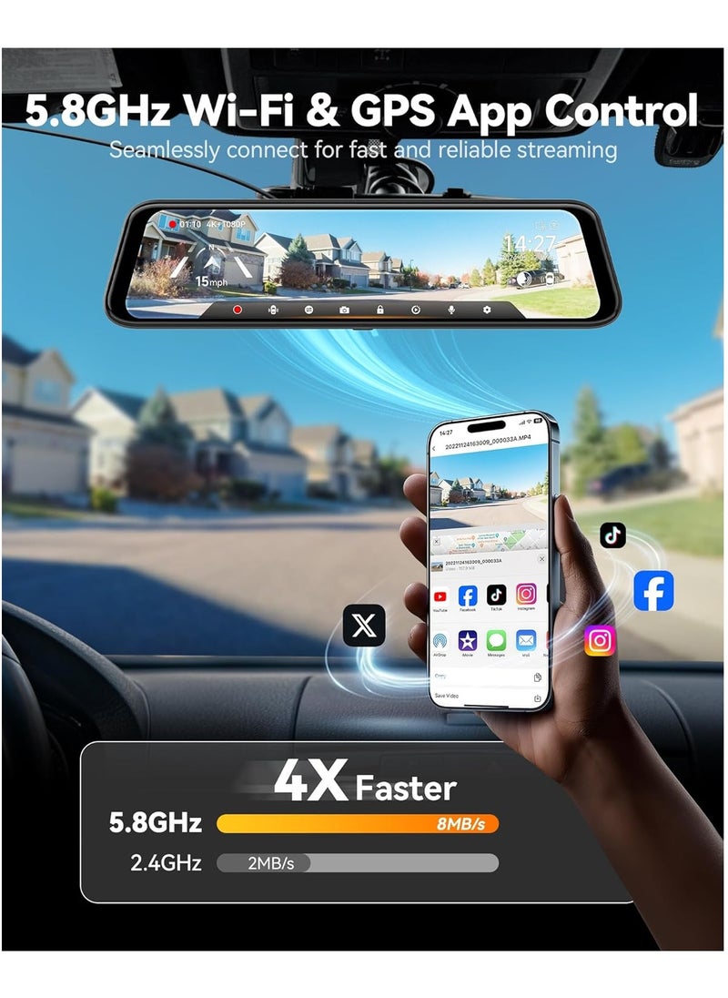 WOLFBOX - Wolfbox G850PRO 4K Mirror Dash Cam with ADAS and BSD - Image 1