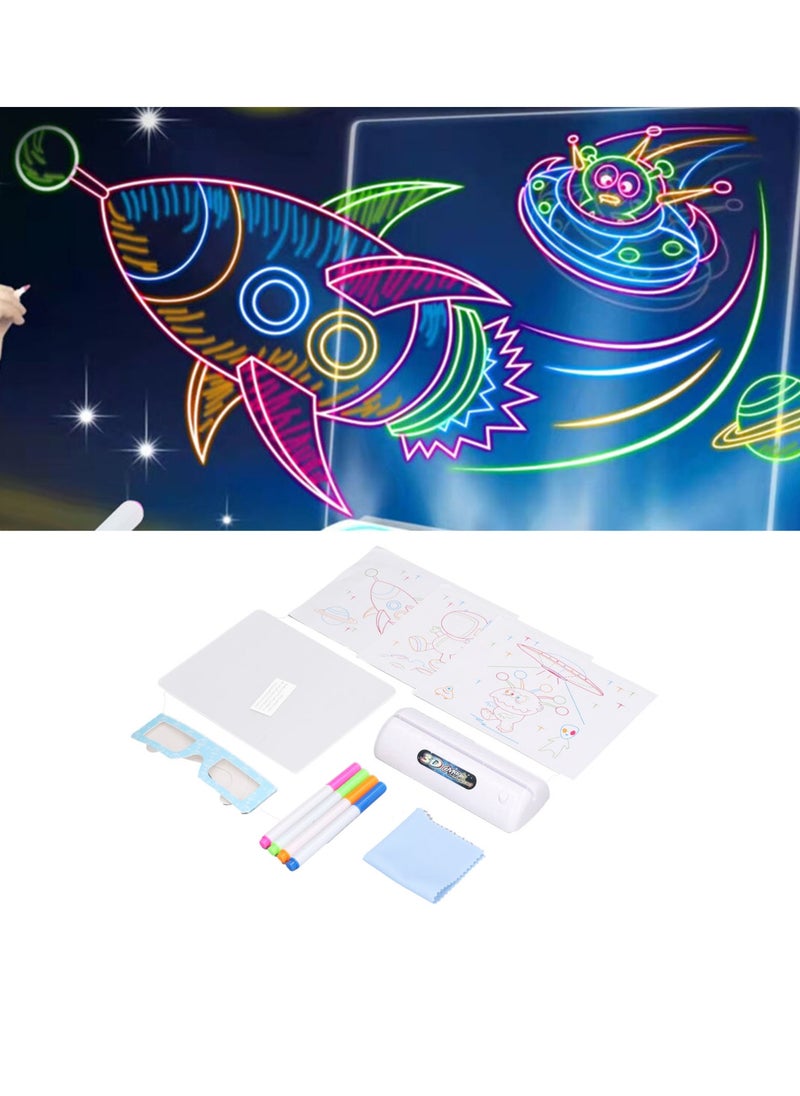 Velaurs 3D Magic Drawing Pad Fun Lightweight Reusable Educational Practical Fluorescent Luminous Writing Board for Children  - Image 5