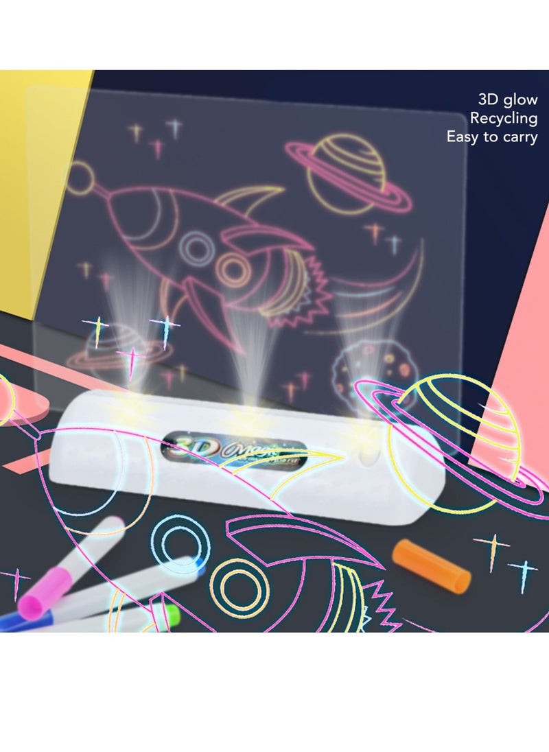 Velaurs - 3D Magic Drawing Pad Fun Lightweight Reusable Educational Practical Fluorescent Luminous Writing Board for Children - Image 1