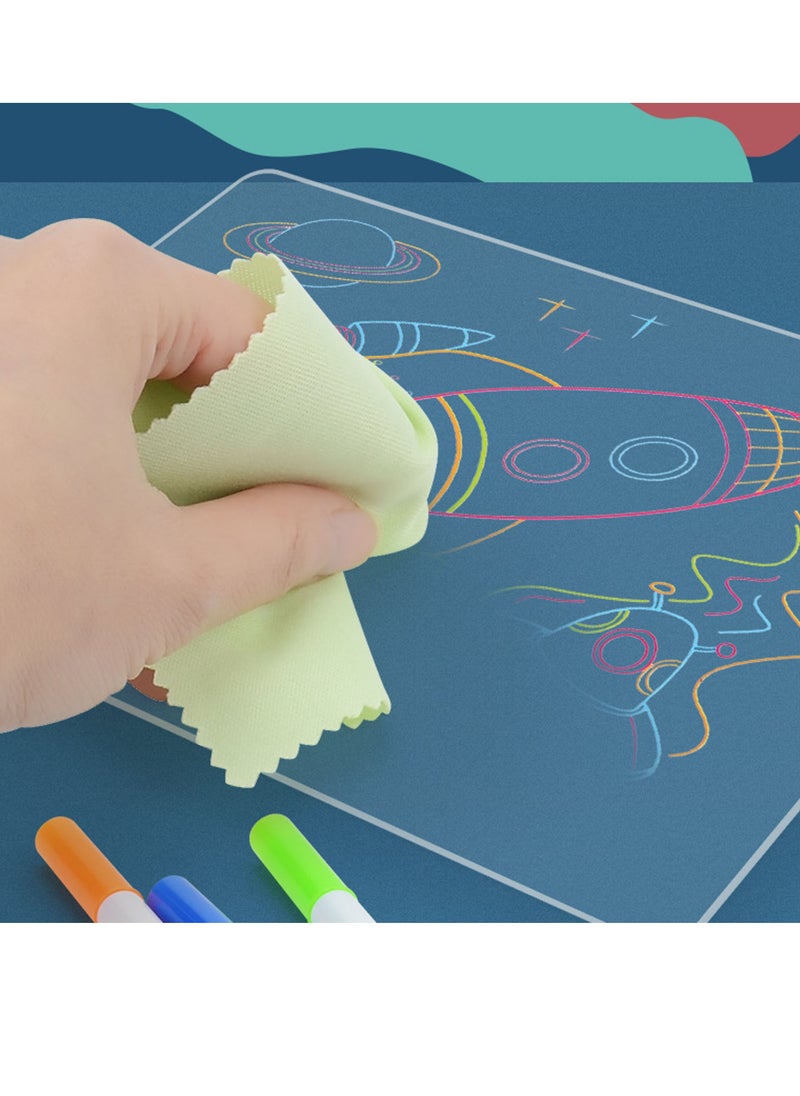 Velaurs - 3D Magic Drawing Pad Fun Lightweight Reusable Educational Practical Fluorescent Luminous Writing Board for Children - Image 1