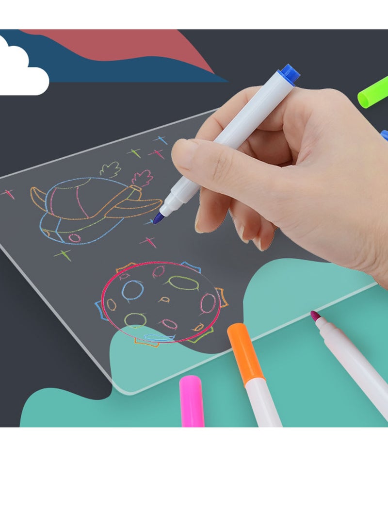 Velaurs - 3D Magic Drawing Pad Fun Lightweight Reusable Educational Practical Fluorescent Luminous Writing Board for Children - Image 1