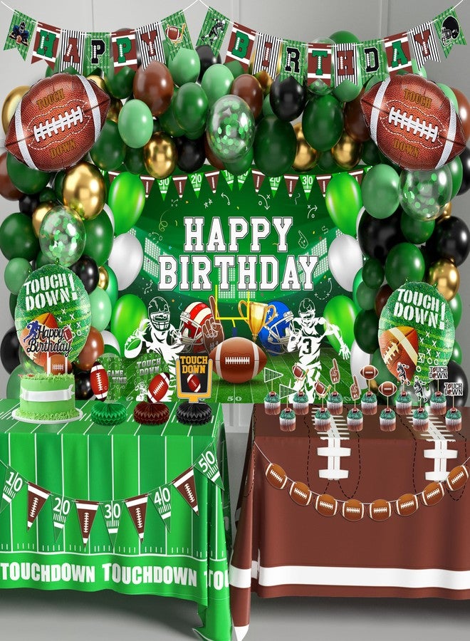 TREWAVE Football Birthday Party Decorations Superbowl Football Party Decoration Supplies Include Balloon Arch Kit Birthday Banner Backdrop Touchdown Tablecloth for Football Game Day Tailgate Party - Image 1