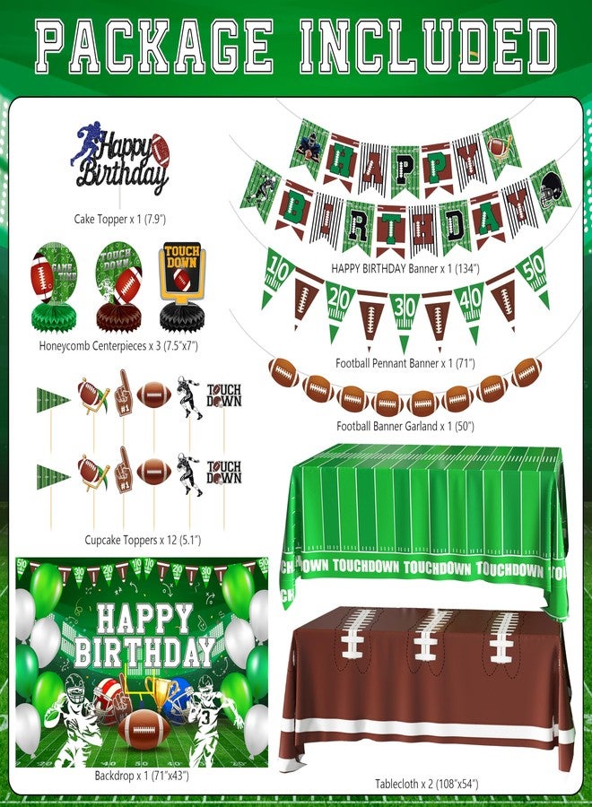 TREWAVE Football Birthday Party Decorations Superbowl Football Party Decoration Supplies Include Balloon Arch Kit Birthday Banner Backdrop Touchdown Tablecloth for Football Game Day Tailgate Party - Image 2