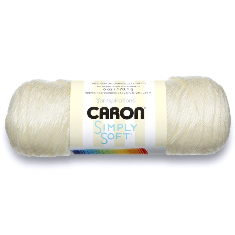 Caron Simply Soft Solids Yarn (4) Medium Gauge 100% Acrylic - 6 oz - Off White - Machine Wash & Dry - Image 1