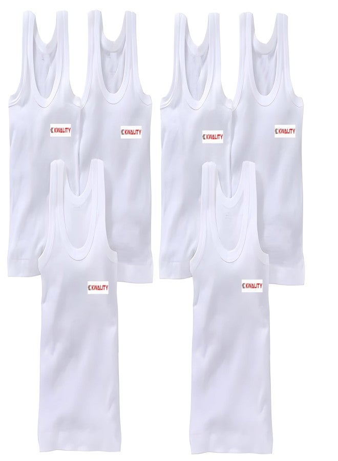 KWALITY Baby Boys and Girls 100% Pure Cotton White Vest Inner wear Combo Pack of 6 (15-16 Years) - Image 1
