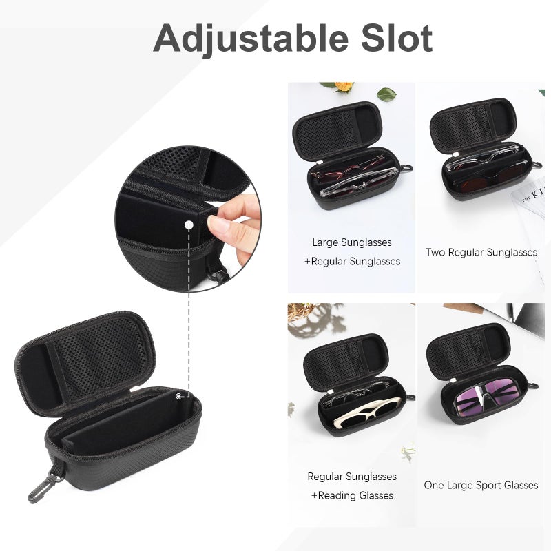 Bukere Double Eyeglasses Case with Adjustable Slots, EVA Hard-shell Travel Dual Glasses Sunglasses Organizer for Men Women - Image 2
