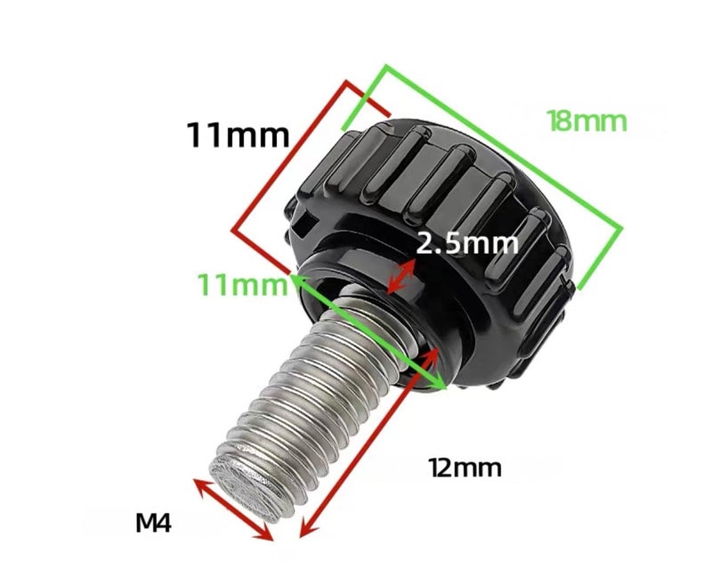 heyday M4x12mm 304 Stainless Steel Threaded Knurled Thumbscrew Screw on Knobs Grips Black Round Clamping Screw, Black(20 Pcs) - Image 2