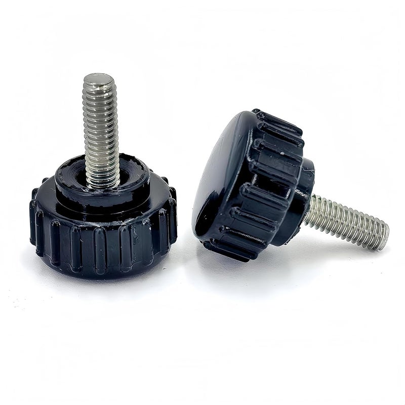 heyday M4x12mm 304 Stainless Steel Threaded Knurled Thumbscrew Screw on Knobs Grips Black Round Clamping Screw, Black(20 Pcs) - Image 1