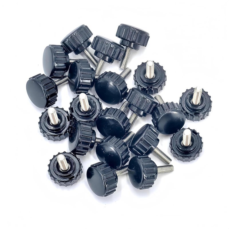 heyday M4x12mm 304 Stainless Steel Threaded Knurled Thumbscrew Screw on Knobs Grips Black Round Clamping Screw, Black(20 Pcs) - Image 5